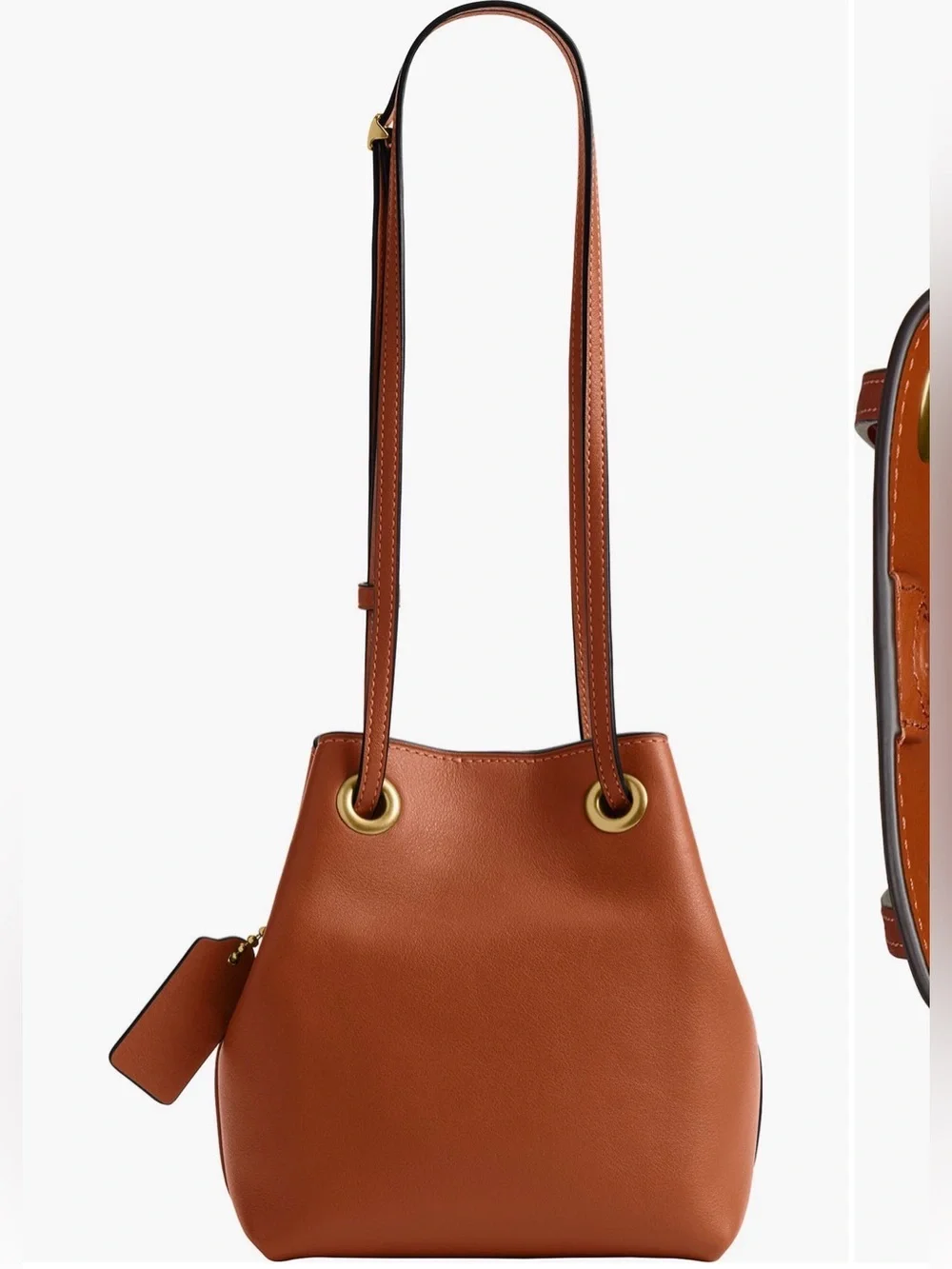COACH Jade Drawstring Bucket Bag Amber Brown